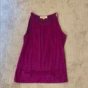 LOFT Fushia Pleated Sleeveless Tank Top